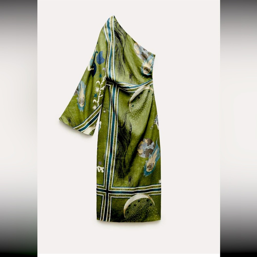 ZARA linen/viscose 1 shoulder dress Sz XS